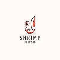 Shrimp seafood logo icon flat logo design template vector illustration