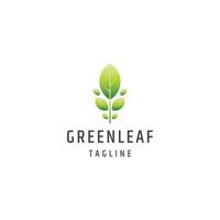 Green leaf gradient nature logo icon design template flat vector