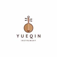 Yueqin chinese traditional musical instruments logo icon design template flat vector