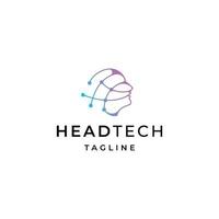 Human head tech logo icon design template flat vector