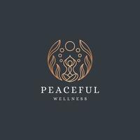 Luxurious nature people yoga logo icon design template. Elegant, florist, calm, peaceful, spa, gradient vector illustration