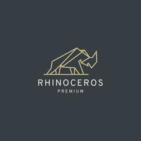 Elegant Rhino mono line polygonal logo icon design template flat vector illustration