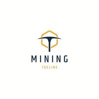 Pickaxe mining logo icon design template flat vector illustration