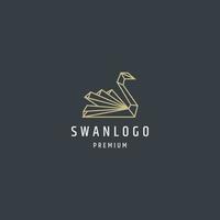 Elegant Swan mono line polygonal logo icon design template premium vector illustration