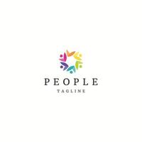 People teamwork logo icon design template flat vector