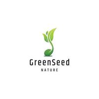 Green seed nature logo icon design template vector