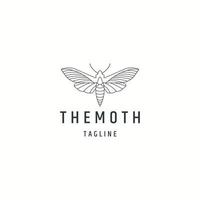 Moth line art logo icon design template flat vector illustration