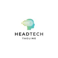 Human head tech logo icon design template flat vector