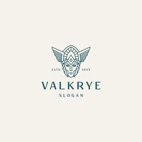 Ilustración de vector de plantilla de diseño de icono de logotipo de línea mono valkyrie