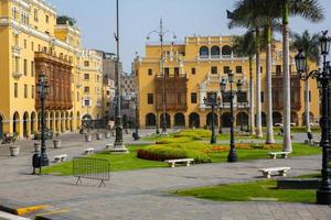 Beautiful colonial buildings and streets in the Peruvian capital, Lima Editorial photo. photo