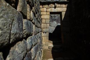 Wonder of the World Machu Picchu in Peru. Beautiful landscape in Andes Mountains with Incan sacred city ruins. photo