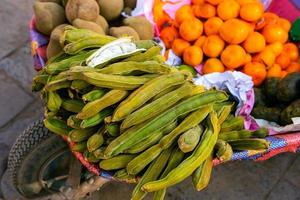 Fresh fruits and vegetables at the local market in Lima, Peru. Market vegetables sold by local farmers. photo