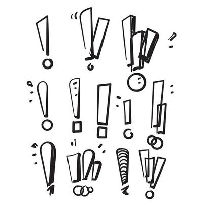 hand drawn doodle exclamation mark symbol illustration sign isolated