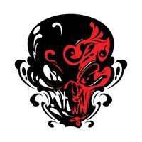 Vector Black ,Red and White Tattoo Skull Illustration