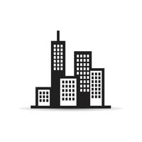 Black building vector icon isolated on white background