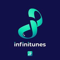 logotipo de música infinity con concepto de espacio negativo vector