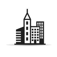 Black building vector icon isolated on white background