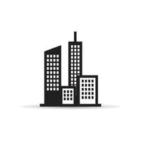 Black building vector icon isolated on white background