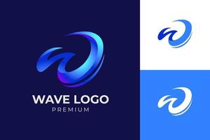 Blue Letter W logo with motion. Modern abstract Wave logo. vector