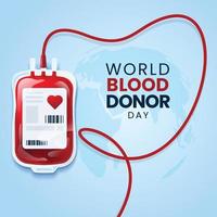 Blood donation illustration concept with blood bag. World blood donor day. vector