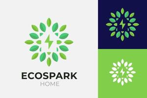 concepto de logotipo de casa ecológica con espacio negativo vector