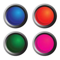 3D round button color set vector design