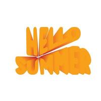 hello summer text wave effect vector design