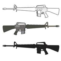 m16 rifle weapon set vector design