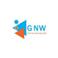 diseño creativo del logotipo de la letra gnw con gráfico vectorial vector