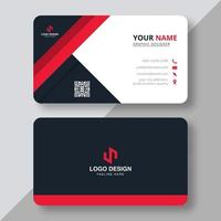 Modern business card template red black colors. Flat design vector