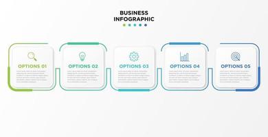 Presentation business infographic template with 5 options. Vector illustration.