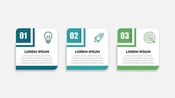 plantilla infográfica vectorial con tres pasos u opciones. presentación de ilustración con iconos de elementos de línea. el diseño de concepto de negocio se puede utilizar para web, folleto, diagrama vector