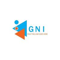 diseño creativo del logotipo de la letra gni con gráfico vectorial vector
