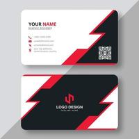 Modern business card template red black colors. Flat design vector