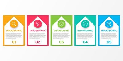 plantilla de infografía empresarial. etiqueta de diseño de línea delgada con icono y 5 opciones, pasos o procesos. vector