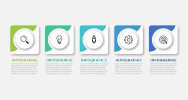 Business infographic template. Thin line design label with icon and 5 options, steps or processes. vector