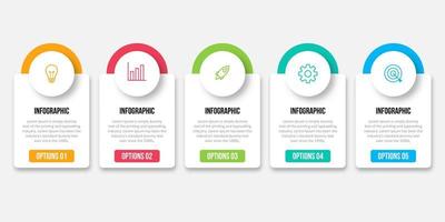 concepto creativo para infografía con 5 pasos, opciones, partes o procesos. visualización de datos comerciales vector