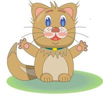 Cute cartoon illustration of a kitten on a white background. vector