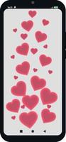 a black smartphone with hearts on the screen. vector illustration