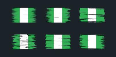 colección de pinceles de bandera de nigeria. bandera nacional vector