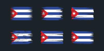 colección de pinceles de bandera de cuba. bandera nacional vector