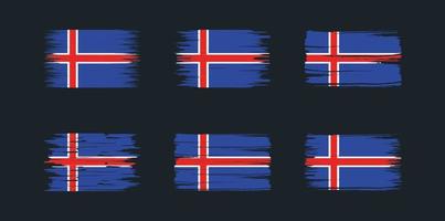 colección de pinceles de bandera de islandia. bandera nacional vector