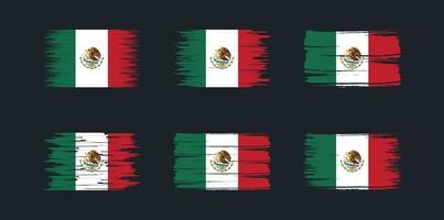 colección de pinceles de bandera de méxico. bandera nacional vector