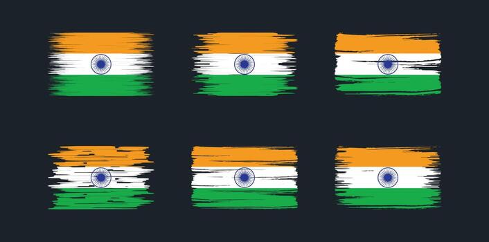 colección de pinceles de bandera india. bandera nacional vector