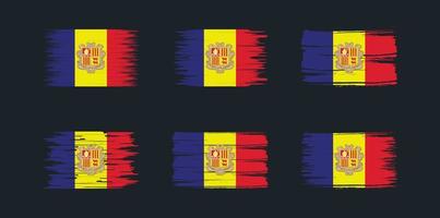 colección de pinceles de bandera de andorra. bandera nacional vector