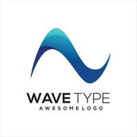 N Letter  initial Wave gradient colorful logo vector