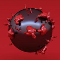 Abstract concept red of men are stuck on the black sphere. 3d rendering photo