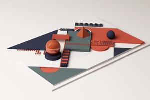 diseño con composición de formas geométricas estilo memphis en tono pastel. ilustración de renderizado 3d foto