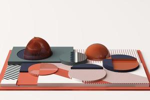 Design with composition of geometric shapes in pastel tone. 3d rendering illustration photo