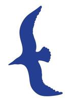 Blue silhouette of a seagull in flight vector